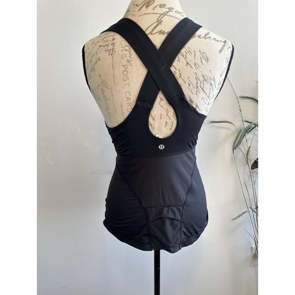 Lululemon Work It Out Tank Top Yoga Shelf Bra Stretch Sleeveless In Black Size 4